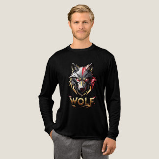 Fierce Golden & Red Wolf Head T-shirt Design トライブレンドＴシャツ