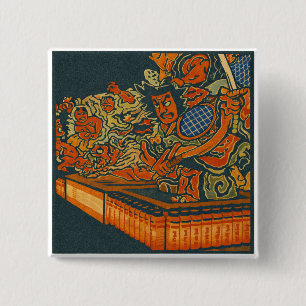 Fierce Kabuki Warriors – Japanese Woodblock Spirit 缶バッジ