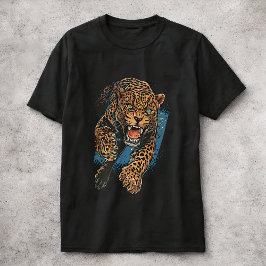 Fierce Leopard Big Cat Wildlife Art Animal Tシャツ