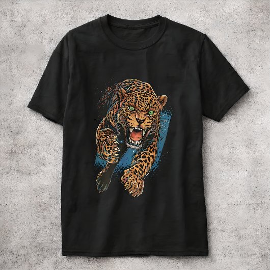 Fierce Leopard Big Cat Wildlife Art Animal Tシャツ
