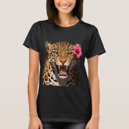 Fierce Leopard Pink Flower Shirt Tシャツ