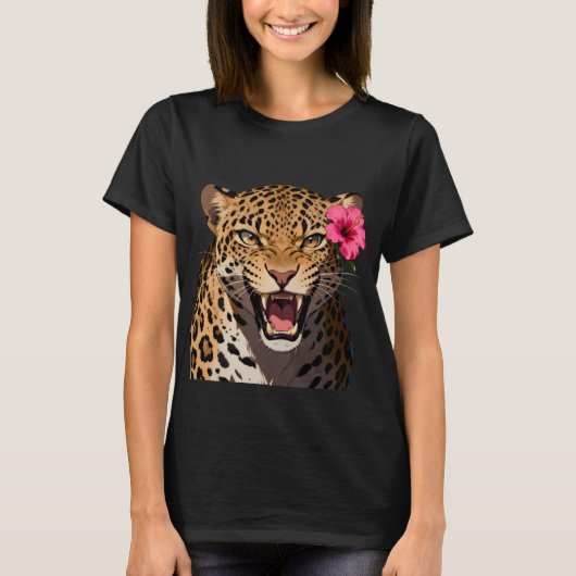 Fierce Leopard Pink Flower Shirt Tシャツ (正面)
