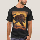 Fierce Leopard Prowling at Sunset Tシャツ (正面)