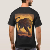 Fierce Leopard Prowling at Sunset Tシャツ (裏面)