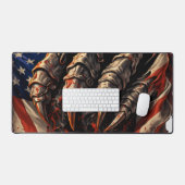 Fierce Monster Tearing American Flag Art デスクマット (キーボード&マウス)