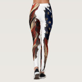 Fierce Monster Tearing American Flag Art レギンス (裏面)