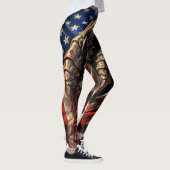 Fierce Monster Tearing American Flag Art レギンス (右)