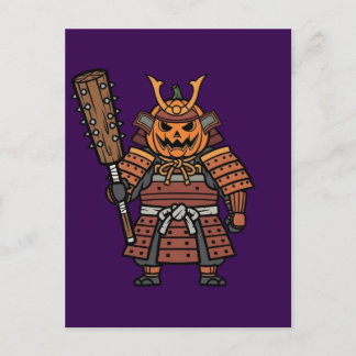 Fierce Pumpkin Samurai Warrior with Kanabo Club Il ポストカード