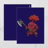 Fierce Red Beetroot Warrior with Battle Axe Illust ポストカード (正面/裏面)