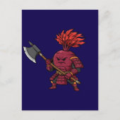 Fierce Red Beetroot Warrior with Battle Axe Illust ポストカード (正面)