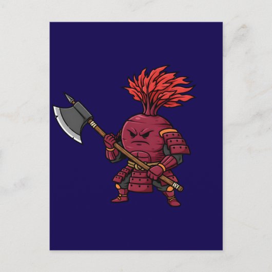 Fierce Red Beetroot Warrior with Battle Axe Illust ポストカード (正面)