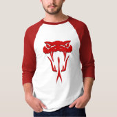 Fierce Red Serpent Face 3/4 Sleeve Raglan T-Shirt Tシャツ (正面)