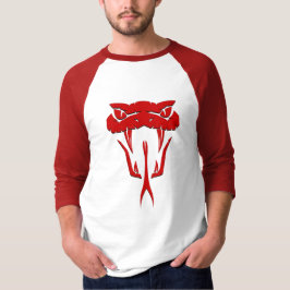 Fierce Red Serpent Face 3/4 Sleeve Raglan T-Shirt Tシャツ