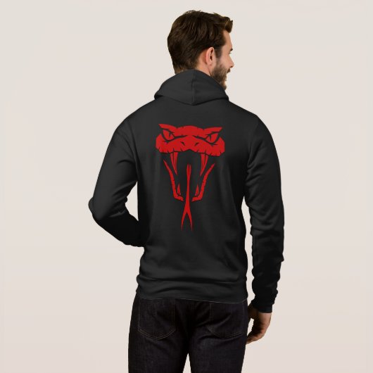 Fierce Red Snake Face Unisex Zip-Up パーカ (裏面フル)