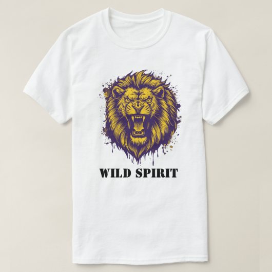 Fierce Roaring Lion Wild Spirit Graphic Tシャツ (デザイン正面)