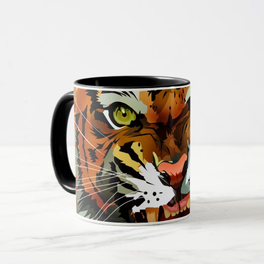 Fierce Roaring Tiger Ceramic Mug Bold Wildlife マグカップ (正面左)