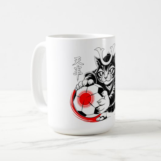 Fierce Samurai Cat Mug - For Soccer Warriors コーヒーマグカップ (正面左)