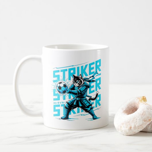 Fierce Samurai Cat Striker Mug コーヒーマグカップ (ドーナツ)