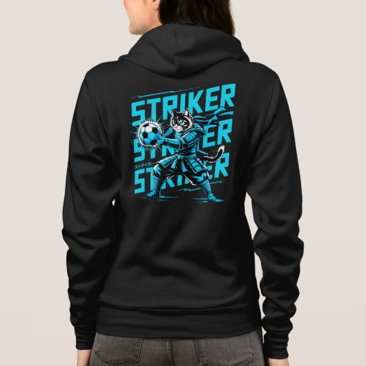 Fierce Samurai Striker Cat Hoodie for Women パーカ (裏面)