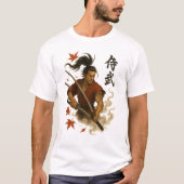 Fierce Samurai Warrior – Dual Katana Ink Art Desig Tシャツ (正面)