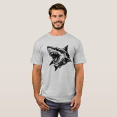 Fierce Shark Great White Shark Vector Art Tシャツ (正面フル)