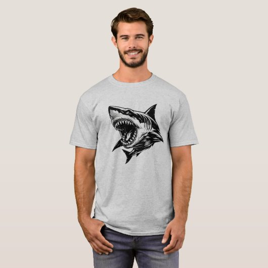 Fierce Shark Great White Shark Vector Art  Tシャツ (正面フル)