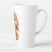 Fierce Shark Splash Design – Blue & Orange Ocean P カフェラテマグ (右)