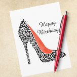 Fierce Stiletto High Heel Chic Watercolor Birthday シーズンポストカード<br><div class="desc">This fierce and fabulous birthday card is made for the woman who walks into every room like she owns it. Design features a stunning minimalist watercolor stiletto in bold black and red/orange that screams killer style and zero apologies. Perfect for the shoe obsessive, fashion lover, or unapologetically glamorous woman in...</div>