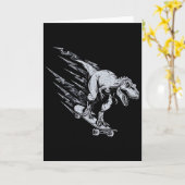 Fierce T-rex Skateboarding Lightning Speed  カード (黄色い花)
