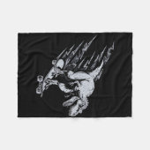 Fierce T-rex Skateboarding Lightning Speed  フリースブランケット (正面(横))