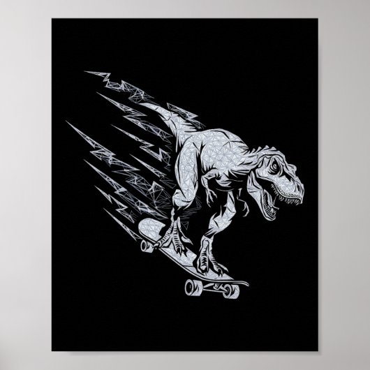Fierce T-rex Skateboarding Lightning Speed  ポスター (正面)
