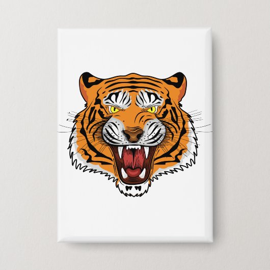 Fierce Tiger Head Illustration-24327 缶バッジ (正面)
