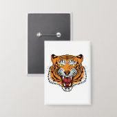 Fierce Tiger Head Illustration-24327 缶バッジ (正面/裏面)