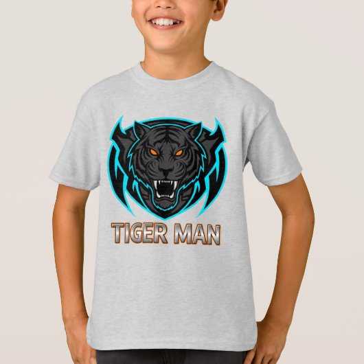 Fierce Tiger Man Gaming Mascot Kids' Tシャツ (正面)