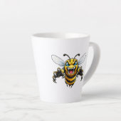 Fierce Wasp Face Mug - Insect Illustration カフェラテマグ (右アングル)