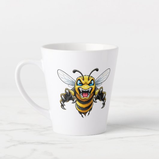 Fierce Wasp Face Mug - Insect Illustration カフェラテマグ (左)