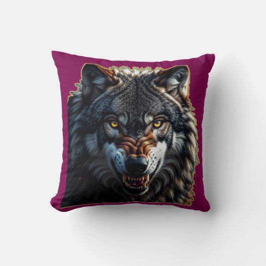 Fierce Wolf – Symbol of Strength and Freedom クッション (正面)