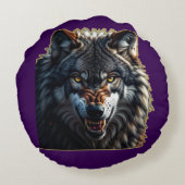 Fierce Wolf – Symbol of Strength and Freedom ラウンドクッション (裏面)