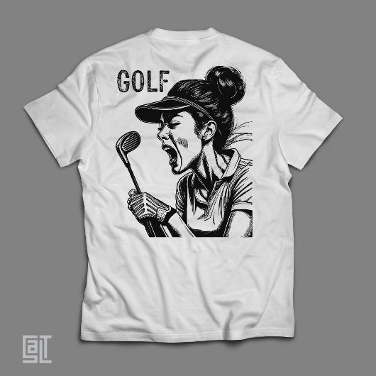 Fierce Yelling Female Golfer - Funny Intense Woman トライブレンドＴシャツ