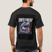 Fierful Jungle Sharkグラフィックデザインはっきりした- Tシャツ (裏面)