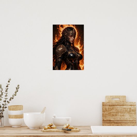 Fiery Amazon Warrior Poster ポスター (キッチン)