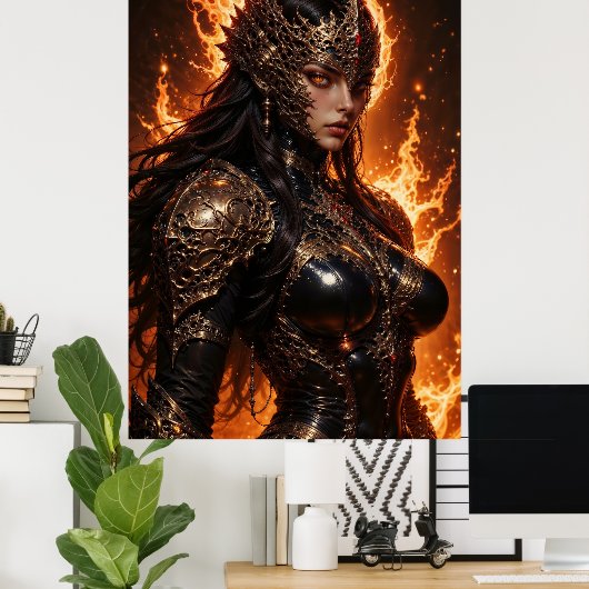 Fiery Amazon Warrior Poster ポスター (ホームオフィス)