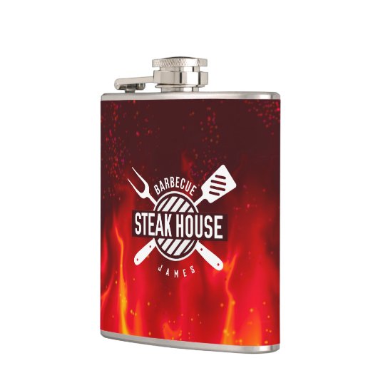 Fiery BBQ Flask — Custom Steak House Style フラスク (左)