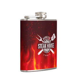 Fiery BBQ Flask — Custom Steak House Style フラスク
