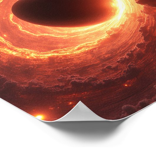Fiery Black Hole Space Vortex Cosmic Event Art ポスター (角)