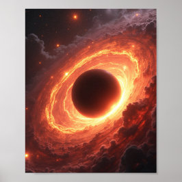 Fiery Black Hole Space Vortex Cosmic Event Art ポスター