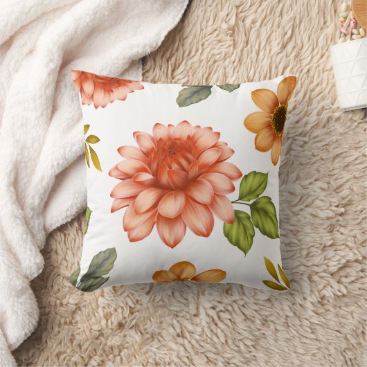 Fiery Dahlia Bloom クッション (ブランケット)