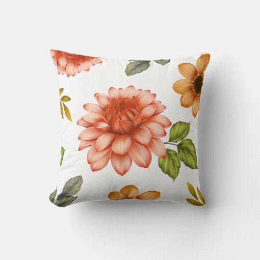 Fiery Dahlia Bloom クッション (正面)