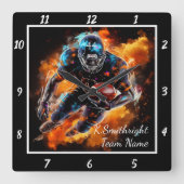 Fiery Football Action スクエア壁時計 (正面)