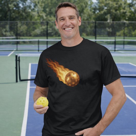 Fiery Golden Flames - Pickleball Player Life Black Tシャツ